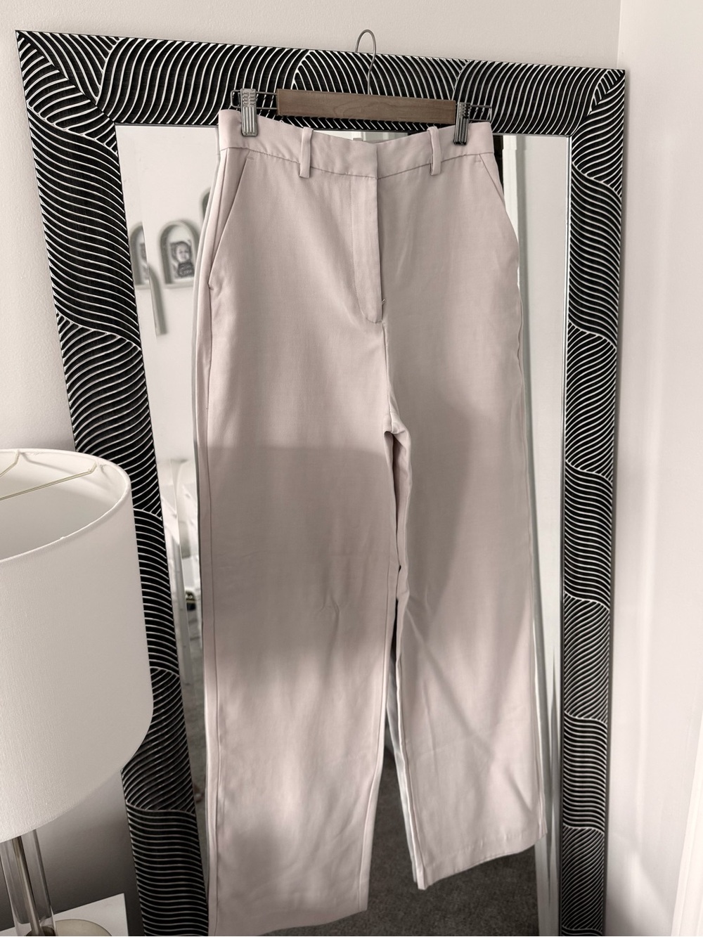 Zara Wide Leg High-Rise Pants - Light Pink